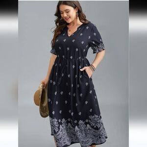 Floral Waist-Tie Notched Collar Mini Dress